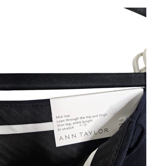 NEW Ann Taylor 6P Mid Rise Pant Career Minimalist Cotton Stretch Ankle Slim Navy - Picture 4 of 5